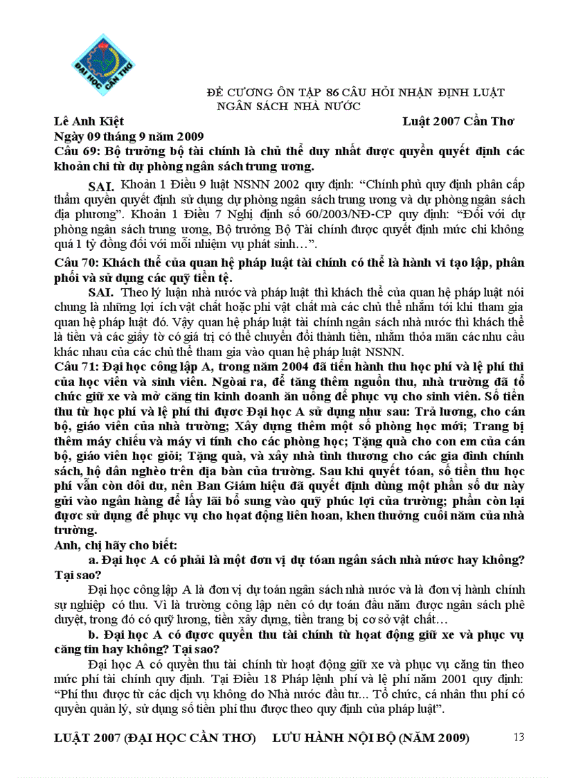 image for page Tài liệu ôn thi Luật tài chính ĐH Luật HN 2011