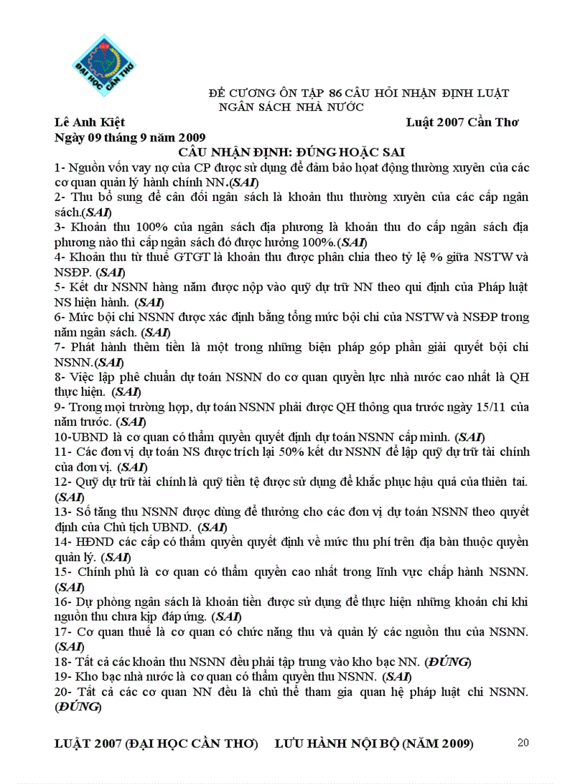 image for page Tài liệu ôn thi Luật tài chính ĐH Luật HN 2011