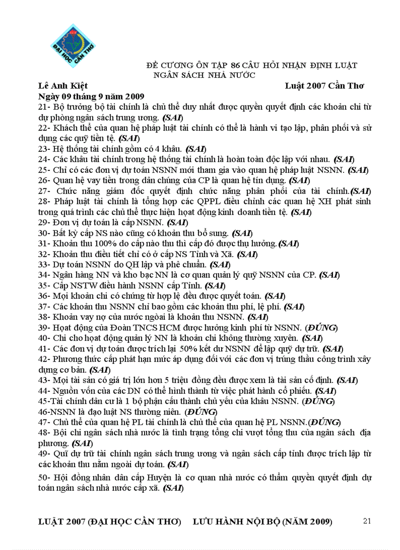 image for page Tài liệu ôn thi Luật tài chính ĐH Luật HN 2011