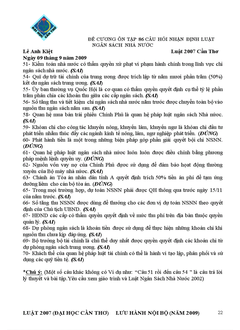 image for page Tài liệu ôn thi Luật tài chính ĐH Luật HN 2011