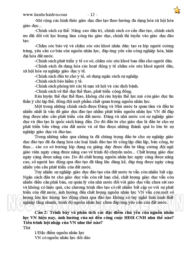 image for page Đề cương ôn tập môn quản lý nguồn nhân lực xã hội