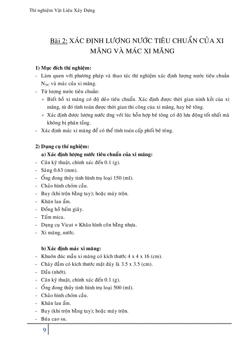 image for page Báo cáo thí nghiệm Vật Liệu Xây Dựng