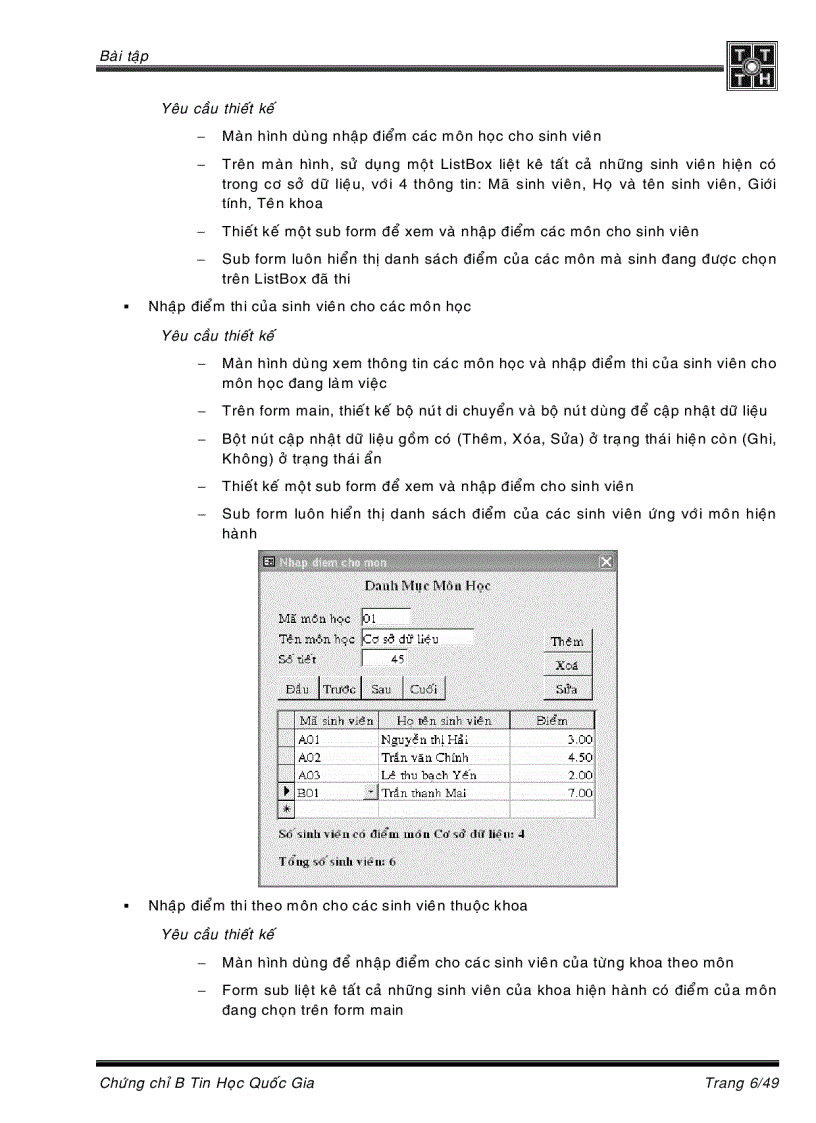image for page Tài liệu hướng dẫn học tin học trình độ B phần Query Report Form và lập trình VBA lý thuyết lẫn bài tập