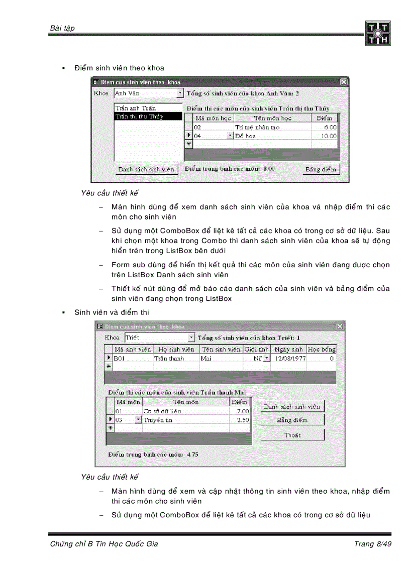 image for page Tài liệu hướng dẫn học tin học trình độ B phần Query Report Form và lập trình VBA lý thuyết lẫn bài tập
