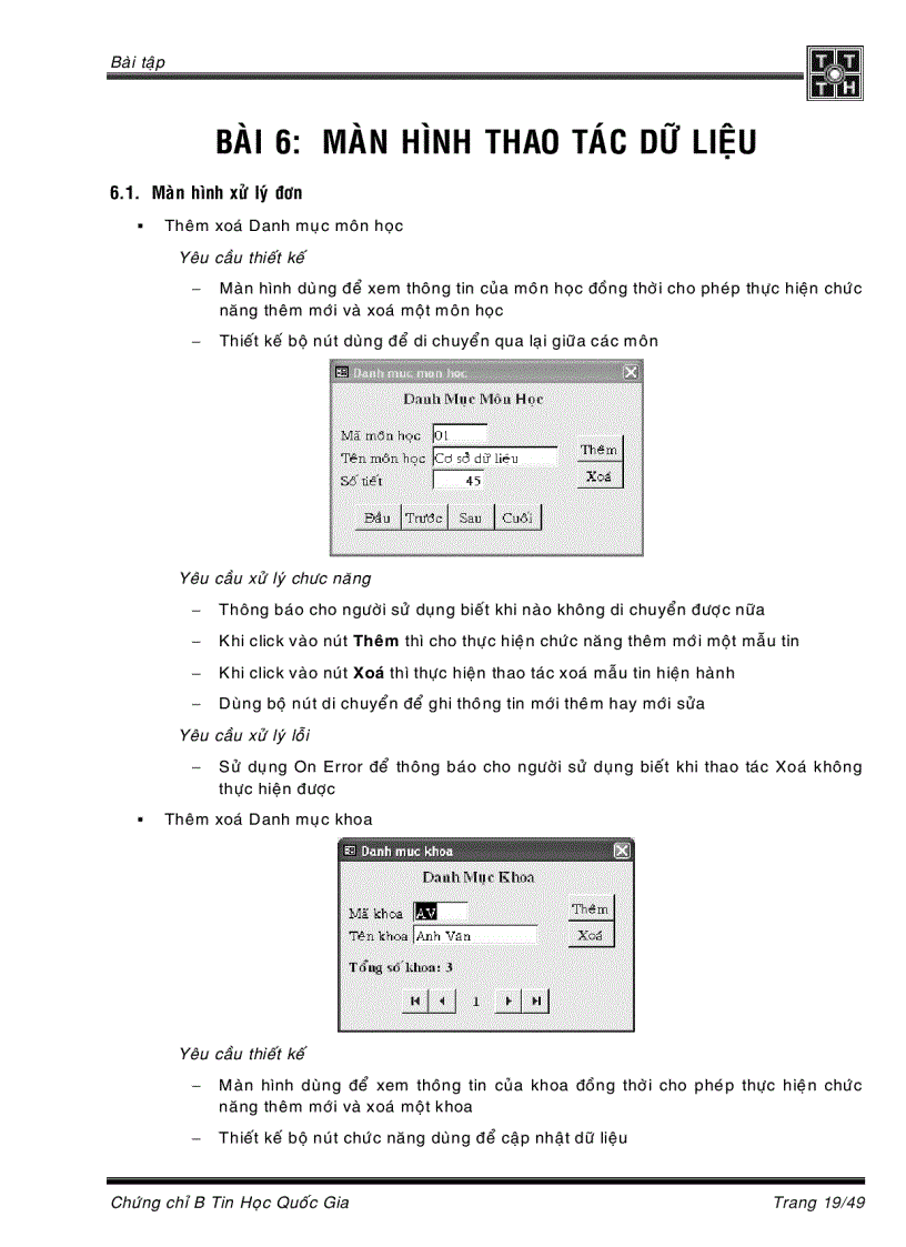 image for page Tài liệu hướng dẫn học tin học trình độ B phần Query Report Form và lập trình VBA lý thuyết lẫn bài tập