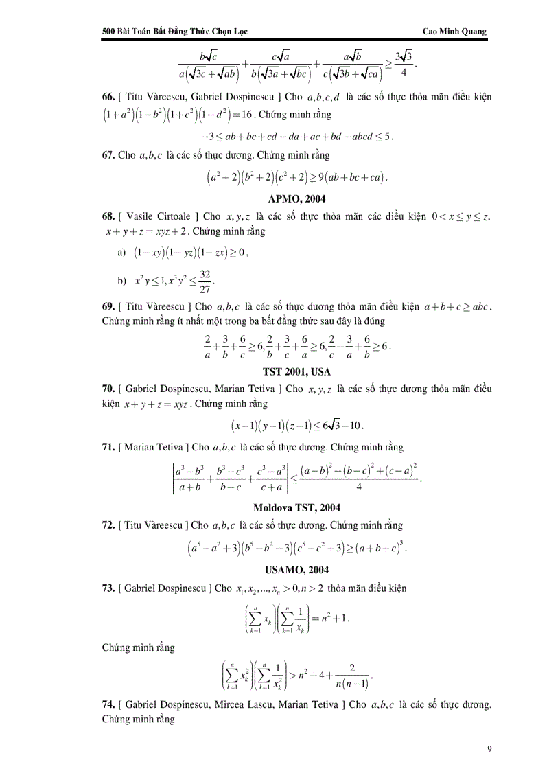 image for page 500 bài toán bất đẳng thức của tác giả Cao Minh Quang Ôn thi cao học Toán