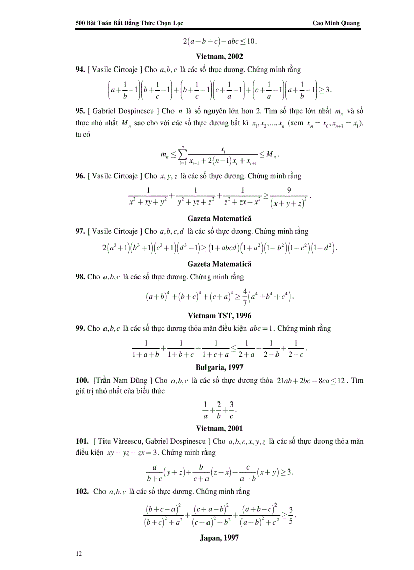image for page 500 bài toán bất đẳng thức của tác giả Cao Minh Quang Ôn thi cao học Toán