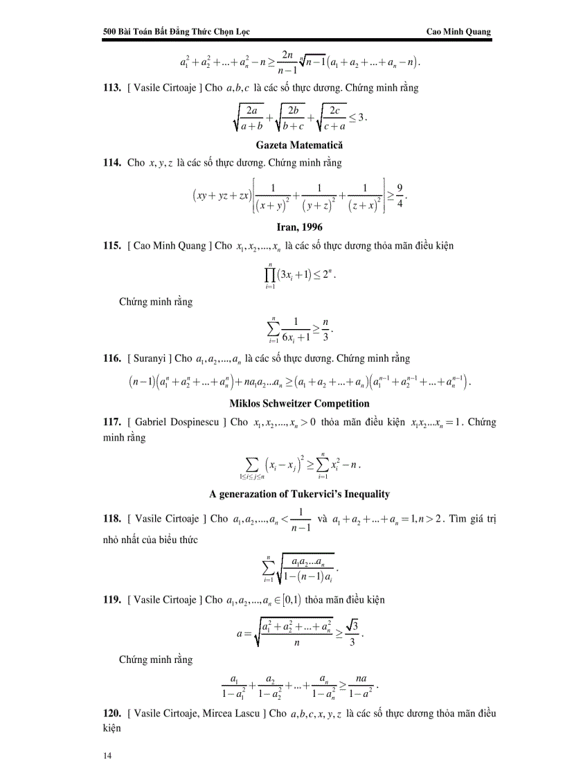 image for page 500 bài toán bất đẳng thức của tác giả Cao Minh Quang Ôn thi cao học Toán