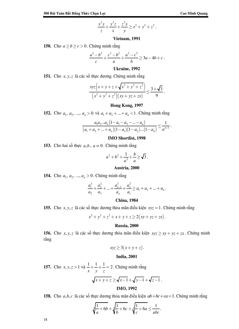 image for page 500 bài toán bất đẳng thức của tác giả Cao Minh Quang Ôn thi cao học Toán