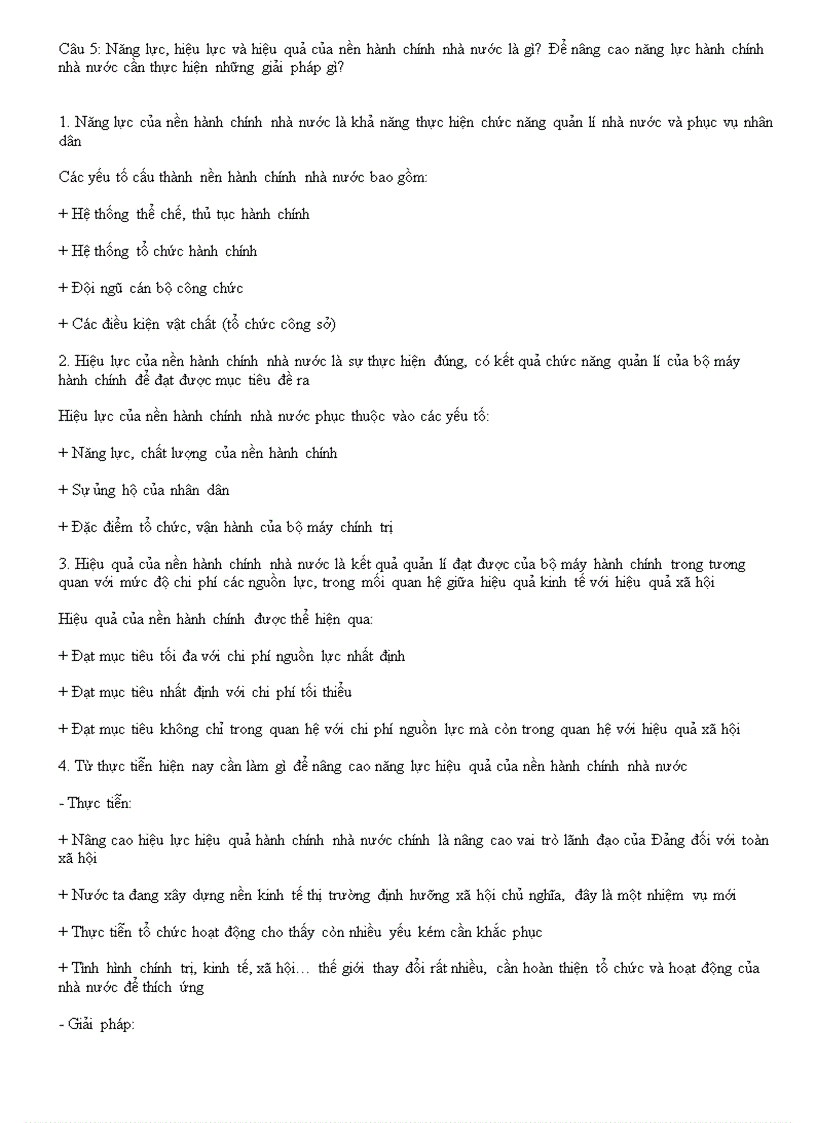 Năng lực hiệu lực và hiệu quả của nền hành chính nhà nước là gì Để nâng cao năng lực hành chính nhà nước cần thực hiện những giải pháp gì