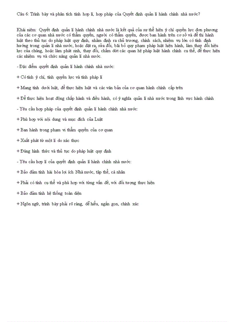 image for page Trình bày và phân tích tính hợp lí hợp pháp của Quyết định quản lí hành chính nhà nước