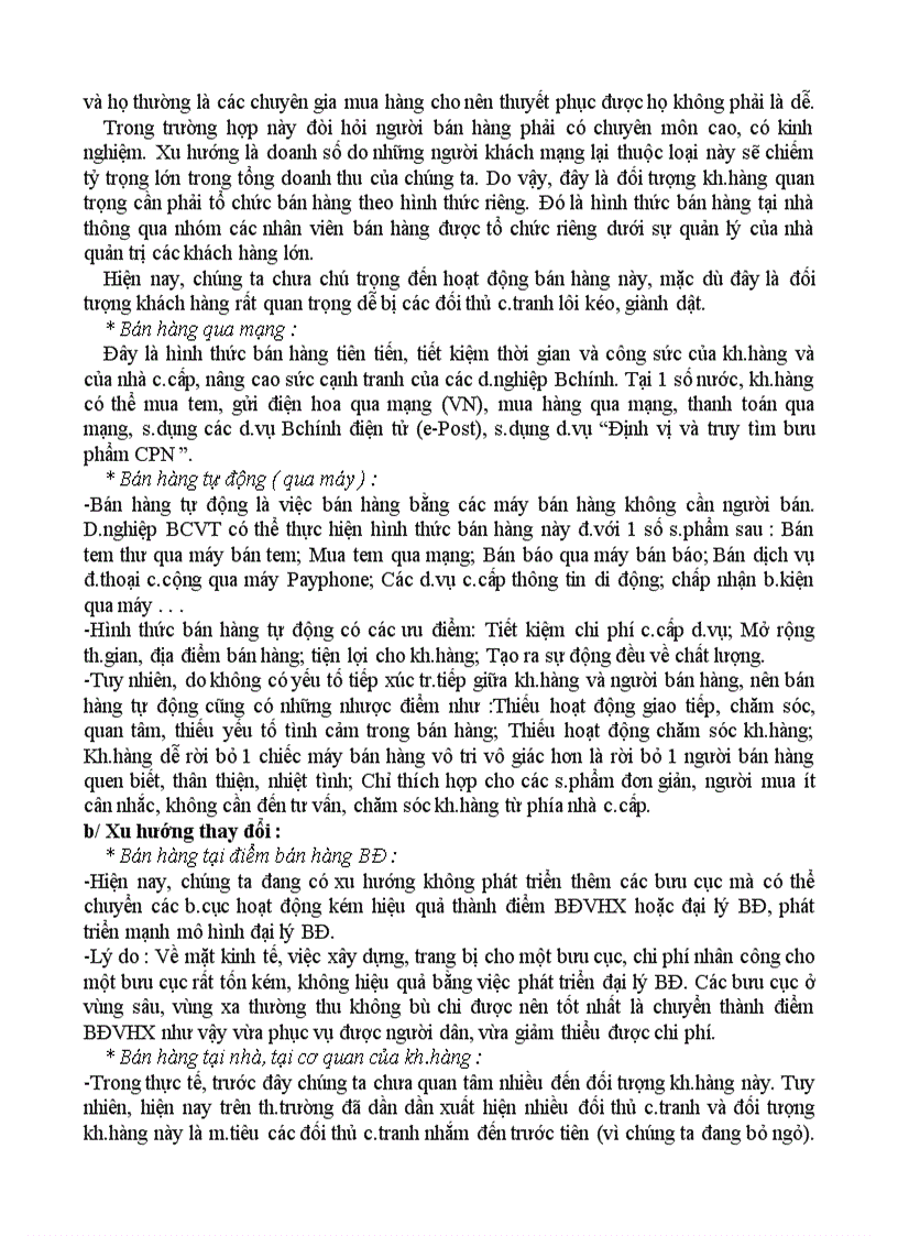 image for page Trình bày và phân tích nhận xét về các loại hình bán hàng BĐ xu hướng thay đổi Vì sao