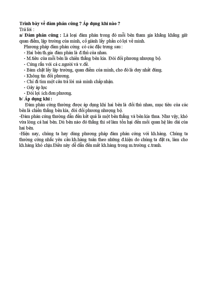 image for page Trình bày về đàm phán cứng Áp dụng khi nào