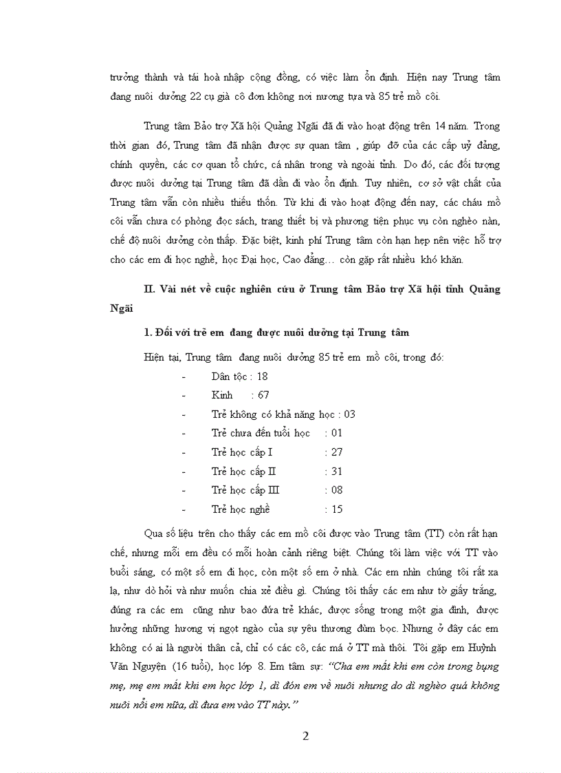 image for page Vấn đề Hỗ trợ xã hội đối với trẻ em mồ côi tại trung tâm bảo trợ xã hội tỉnh Quảng Ngãi