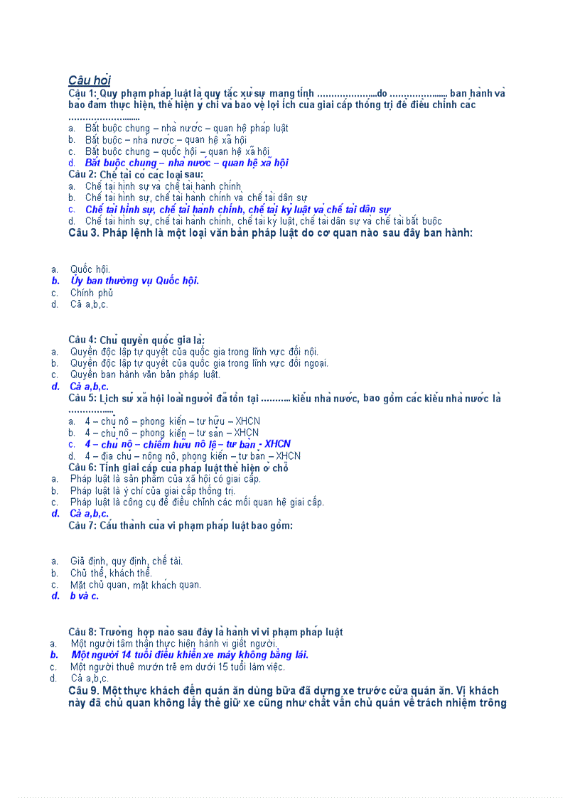 image for page Đề thi và đáp án môn Pháp Luật Đại Cương đề số 2