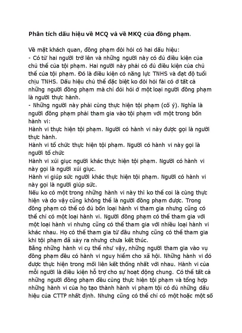 image for page Phân tích dấu hiệu về MCQ và về MKQ của đồng phạm