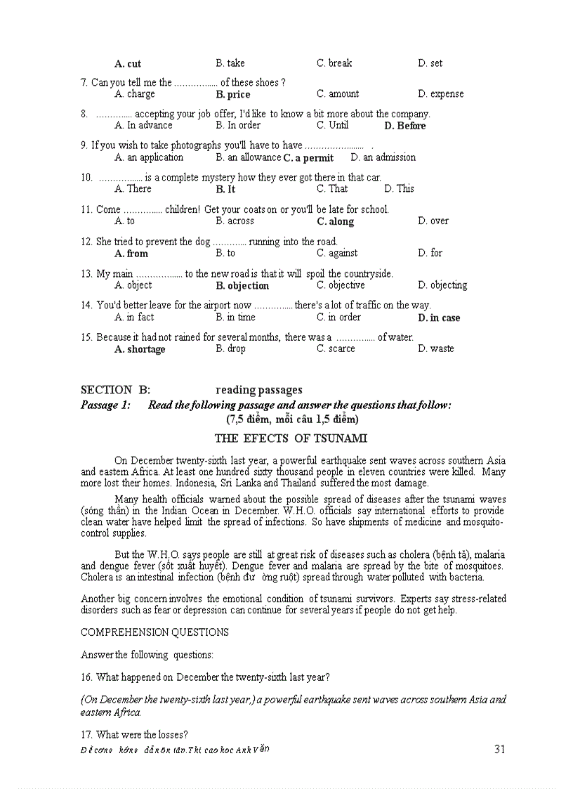 image for page Đề cương ôn tập môn tiếng anh dành cho cao học và nghiên cứu sinh BỘ GIÁO DỤC
