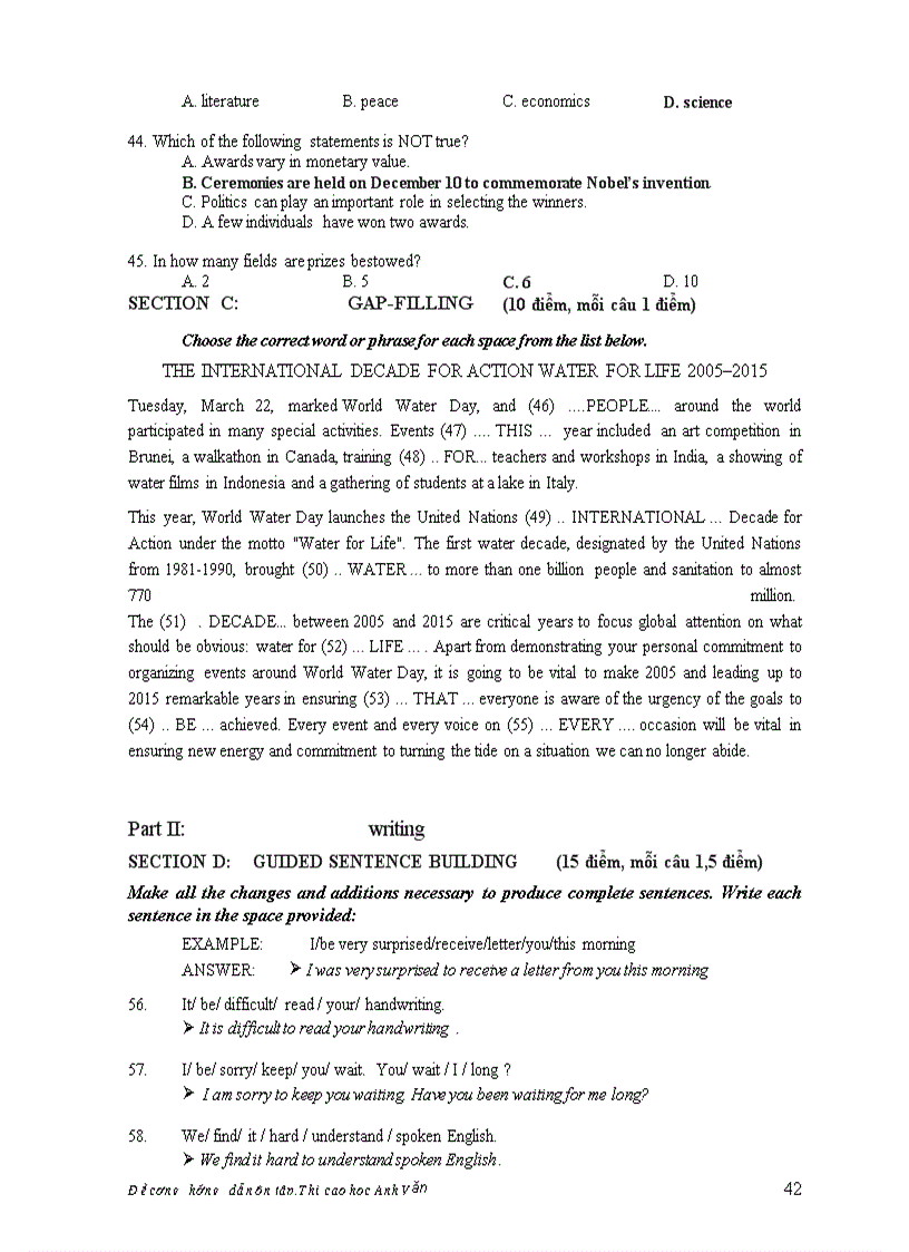 image for page Đề cương ôn tập môn tiếng anh dành cho cao học và nghiên cứu sinh BỘ GIÁO DỤC