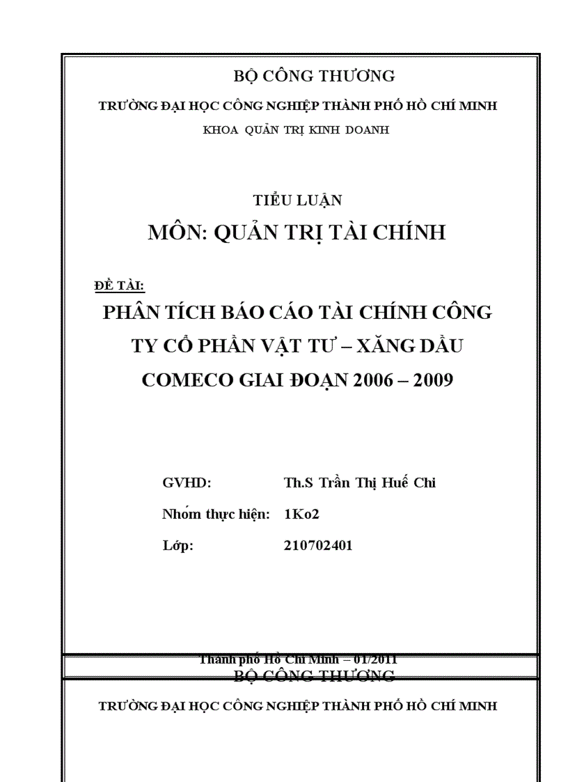image for page Phân tích báo cáo tài chính công ty cổ phần vật tư xăng dầu comeco giai đoạn 2006 2009