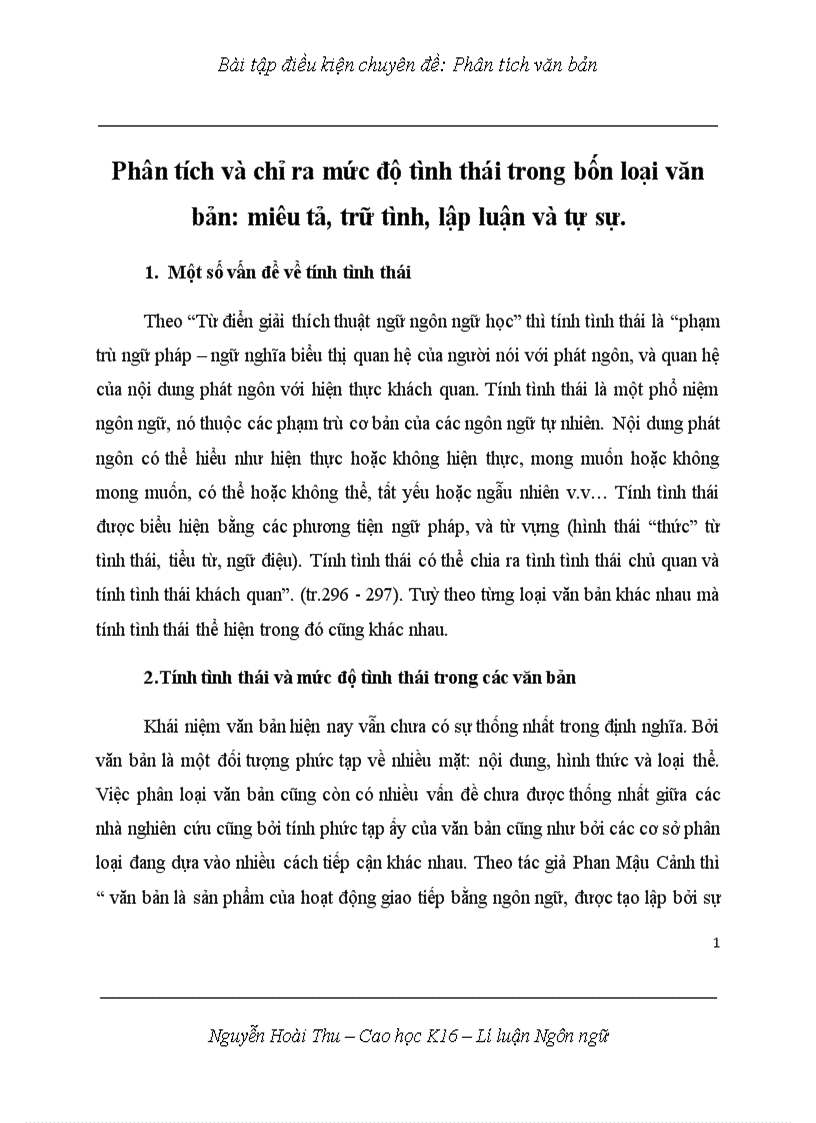 image for page Phân tích và chỉ ra mức độ tình thái trong bốn loại văn bản miêu tả trữ tình lập luận và tự sự