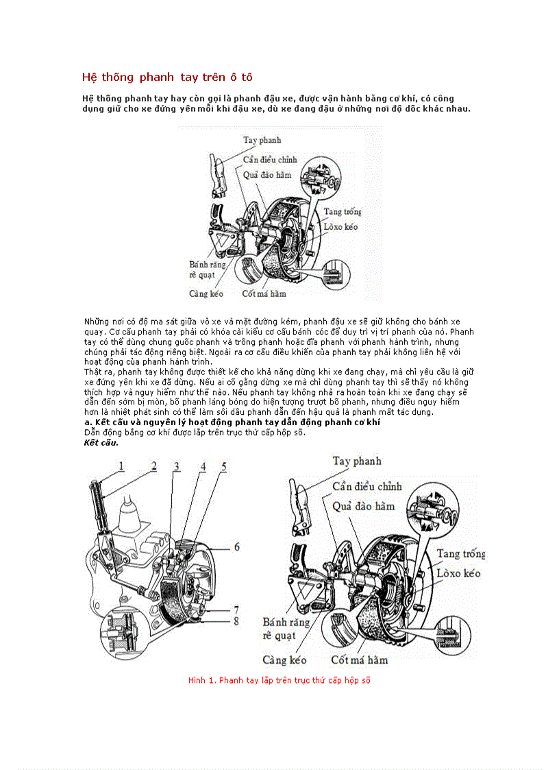 image for page Hệ thống phanh tay trên ô tô