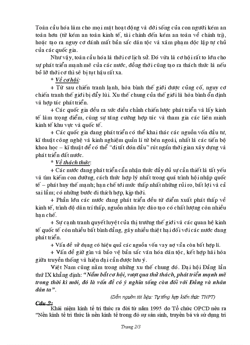 image for page BÀI KIỂM TRA MÔN TRIẾT HỌC Toàn cầu hóa là gì Kinh tế tri thức là gì