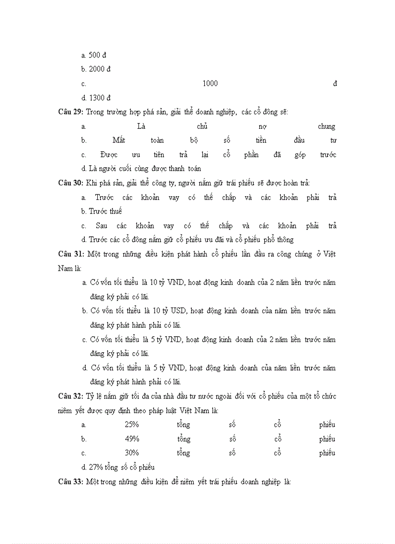 500 câu hỏi trắc nghiệm cơ bản về chứng khoán và thị trường chứng khoán 3