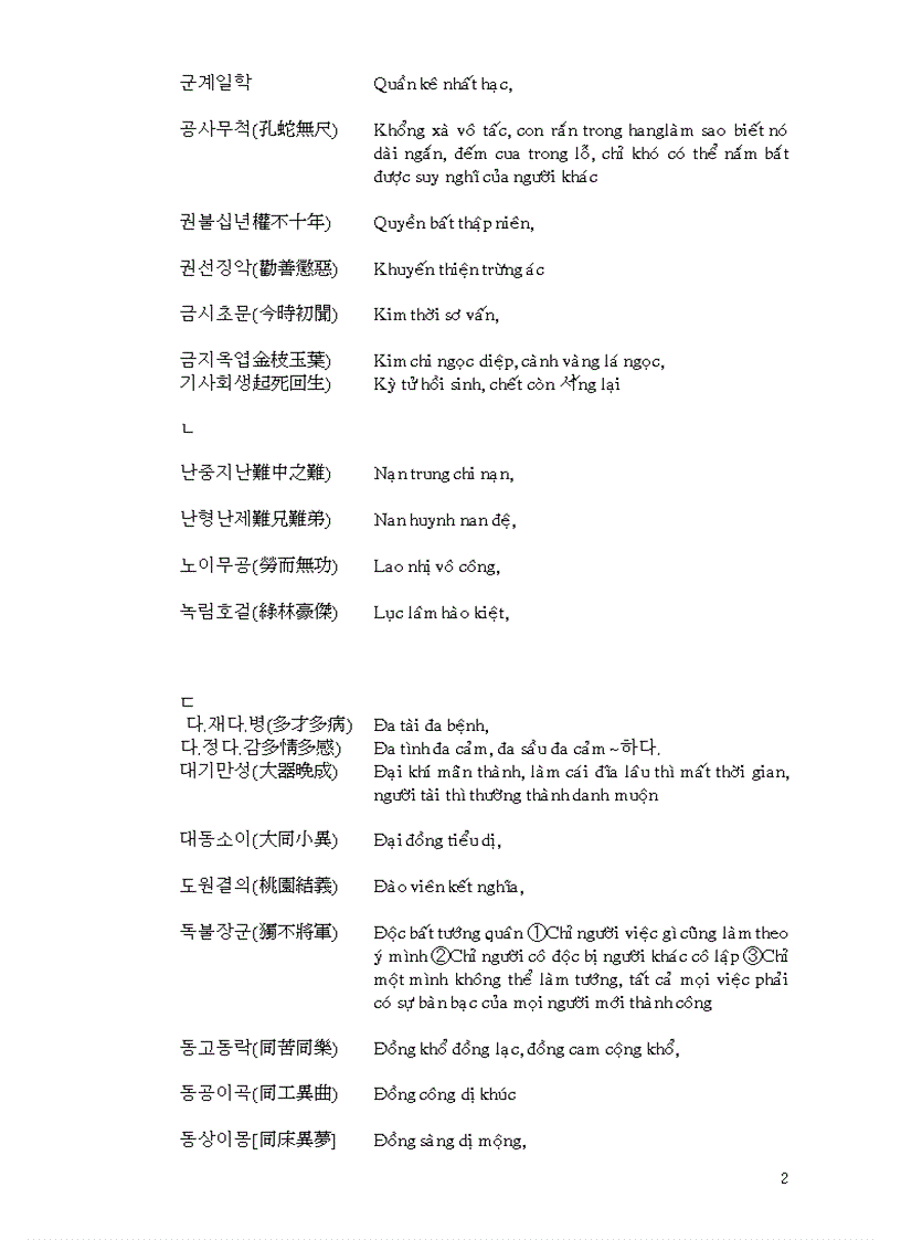image for page Thành ngữ 4 chữ tiếng Hàn Song ngữ Hoa Hàn
