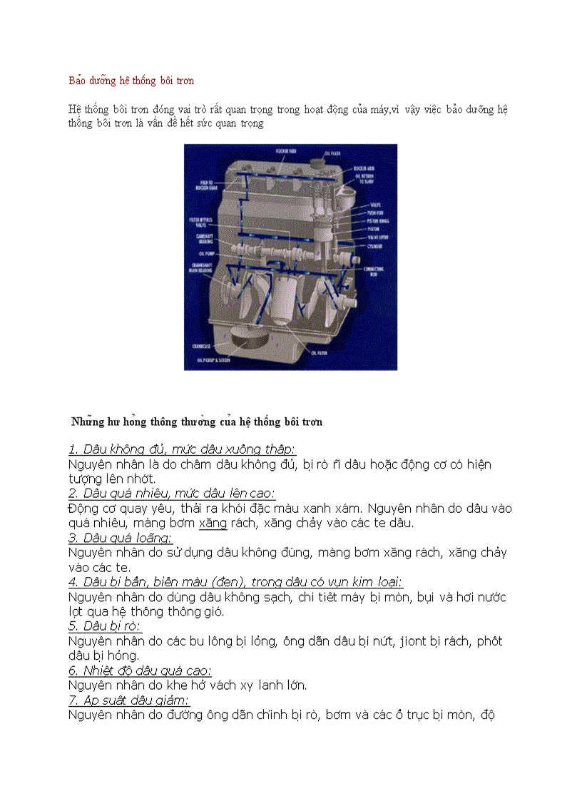 image for page Bảo dưỡng hệ thống bôi trơn