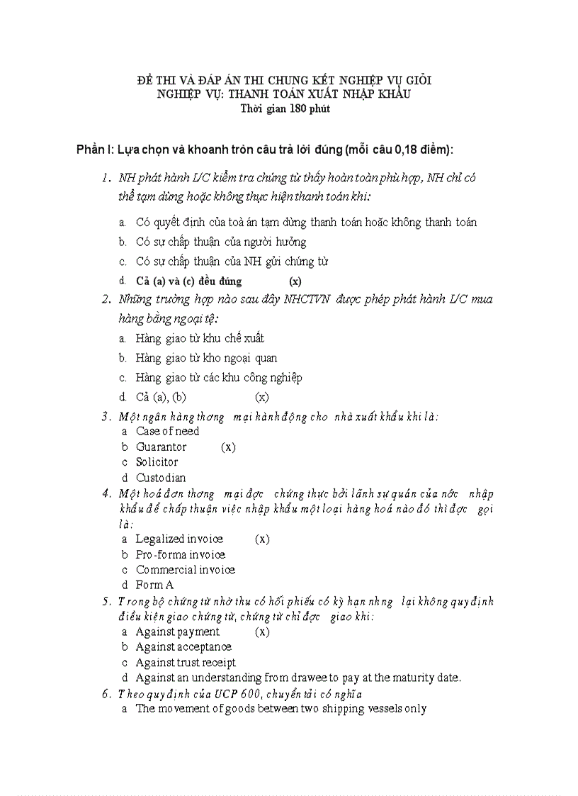 image for page Đề thi trắc nghiệm thanh toán quốc tế