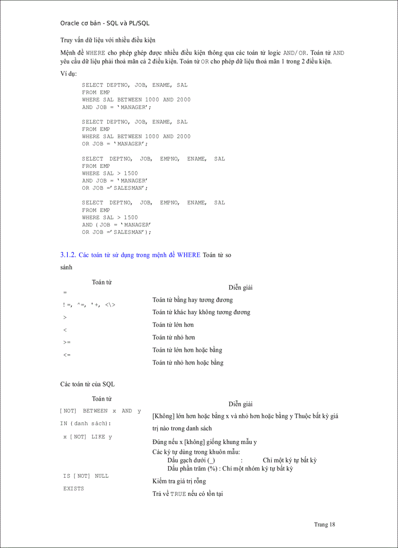 image for page Giáo trình Oracle SQL PLSQL căn bản Tiếng Việt