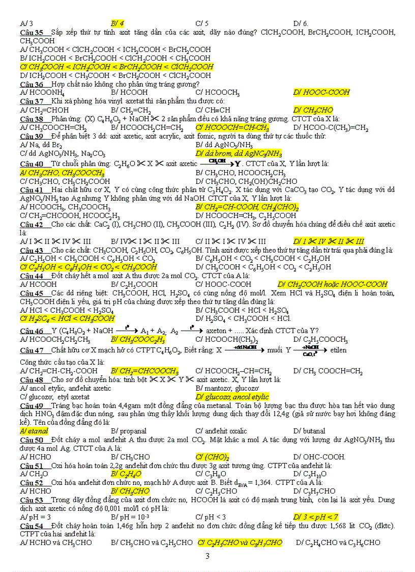 image for page Bài tập trắc nghiệm andehit axit cacboxylic este bản full rất mới và hay có tham khảo và cập nhật nhiều có đáp án nữa