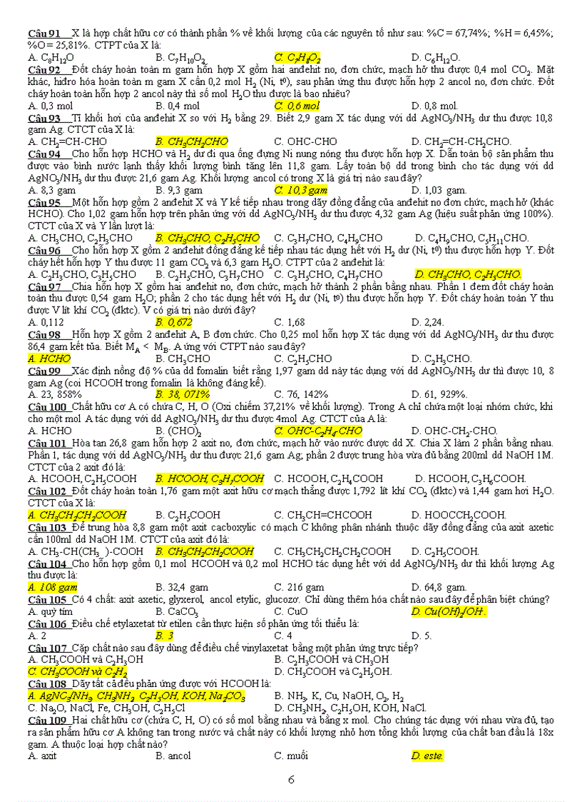 image for page Bài tập trắc nghiệm andehit axit cacboxylic este bản full rất mới và hay có tham khảo và cập nhật nhiều có đáp án nữa