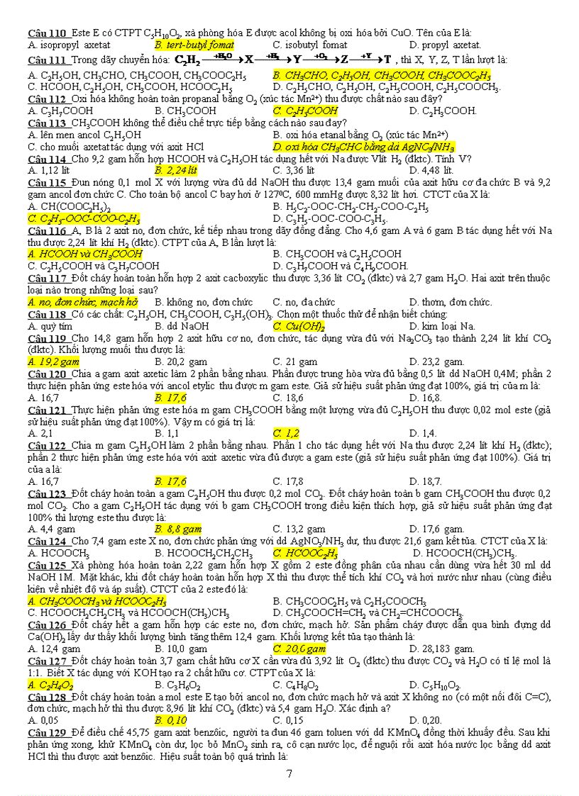 image for page Bài tập trắc nghiệm andehit axit cacboxylic este bản full rất mới và hay có tham khảo và cập nhật nhiều có đáp án nữa