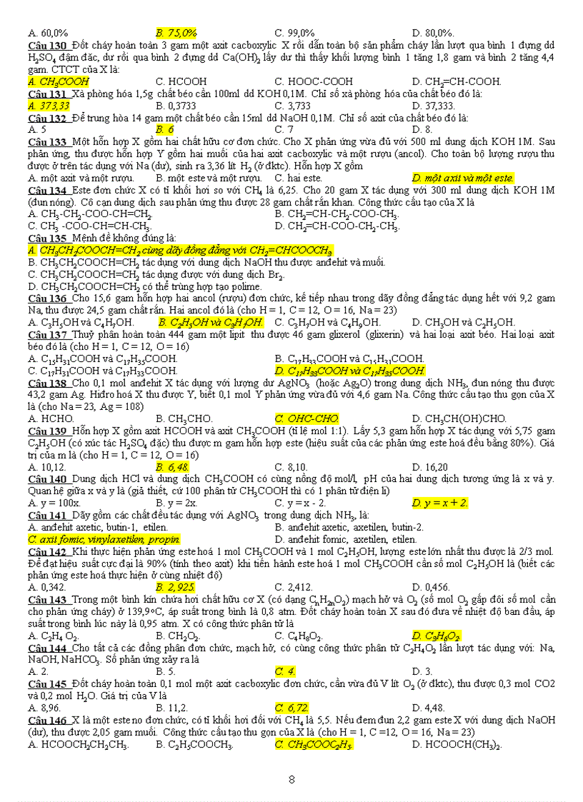 image for page Bài tập trắc nghiệm andehit axit cacboxylic este bản full rất mới và hay có tham khảo và cập nhật nhiều có đáp án nữa