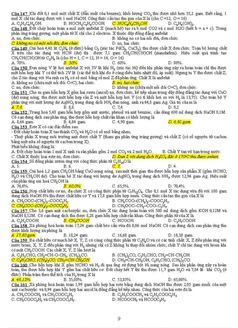 image for page Bài tập trắc nghiệm andehit axit cacboxylic este bản full rất mới và hay có tham khảo và cập nhật nhiều có đáp án nữa