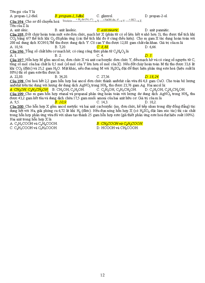image for page Bài tập trắc nghiệm andehit axit cacboxylic este bản full rất mới và hay có tham khảo và cập nhật nhiều có đáp án nữa