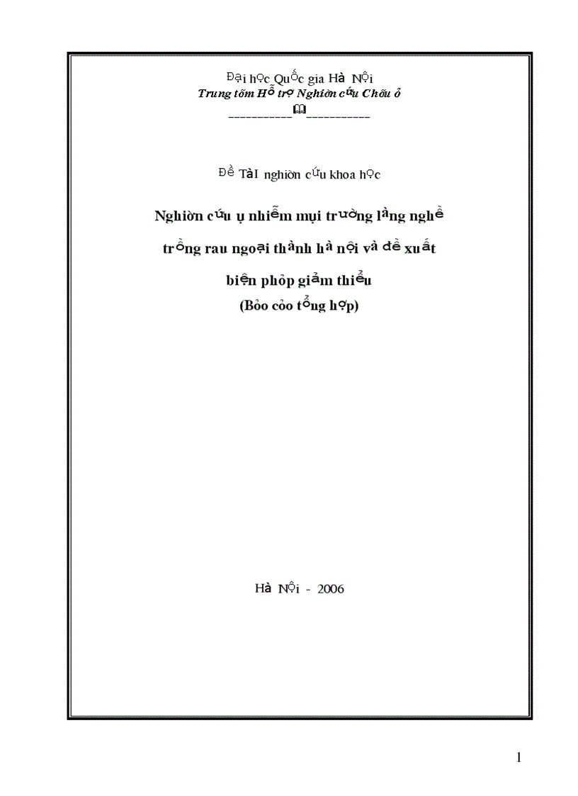 image for page Nghiên cứu ô nhiễm môi trường làng nghề trồng rau ngoại thành Hà Nội và đề xuất biện pháp giảm thiểu