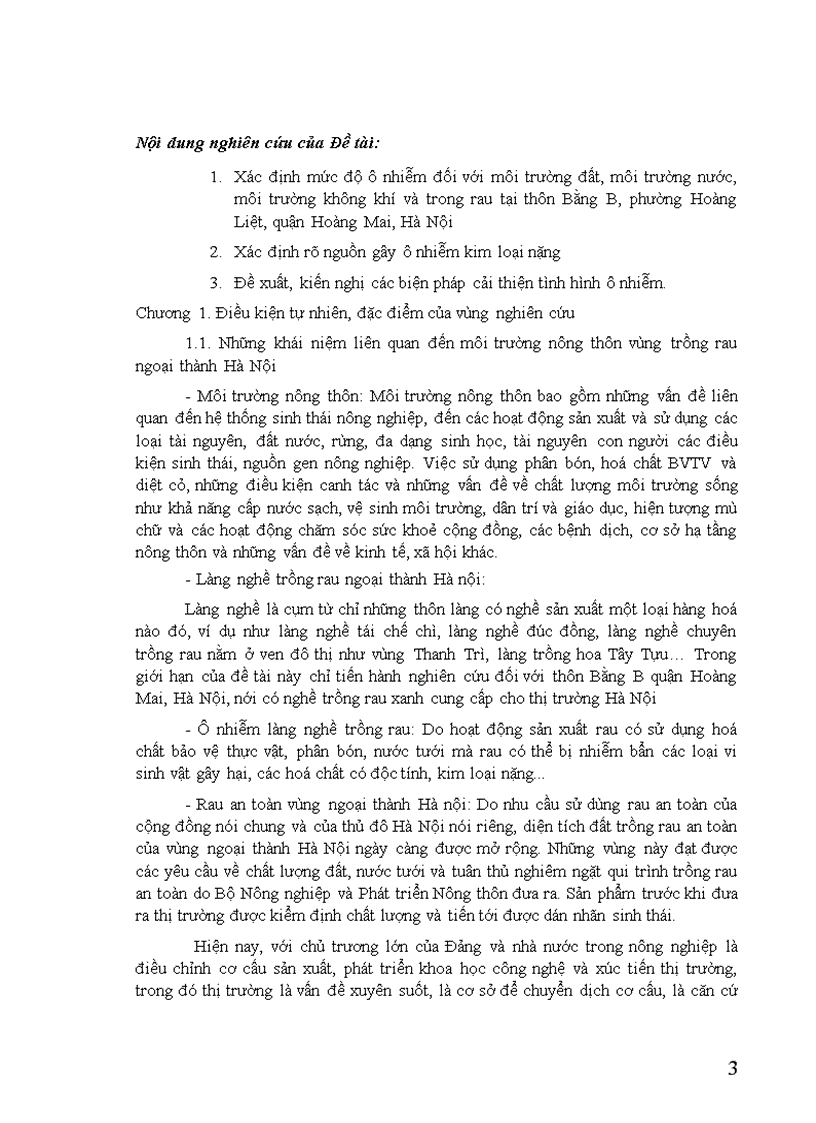 image for page Nghiên cứu ô nhiễm môi trường làng nghề trồng rau ngoại thành Hà Nội và đề xuất biện pháp giảm thiểu