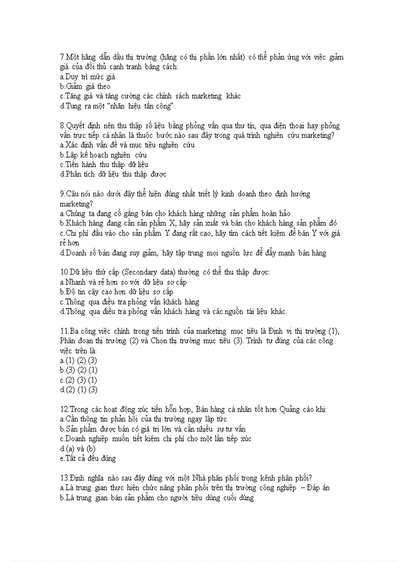 image for page Đề thi trắc nghiệm tự luận marketing căn bản