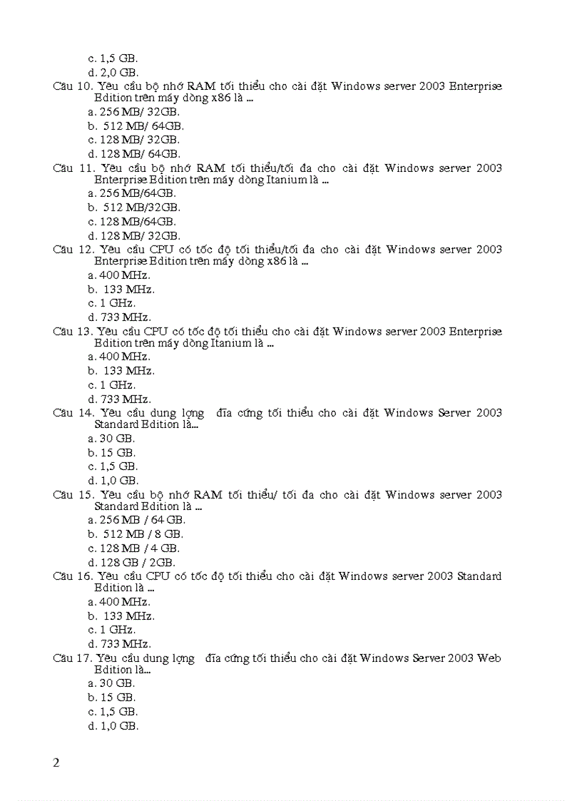 image for page Câu hỏi ôn thi trắc nghiệm quản trị mạng