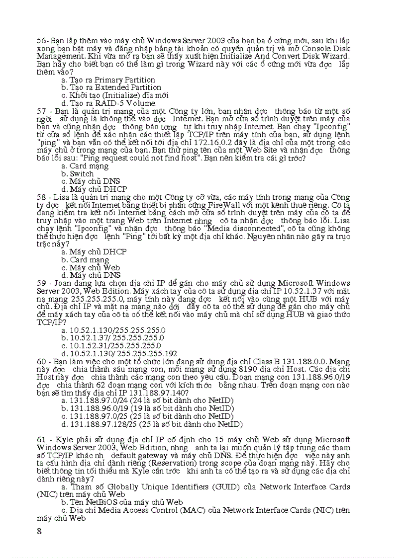image for page Câu hỏi ôn thi trắc nghiệm quản trị mạng