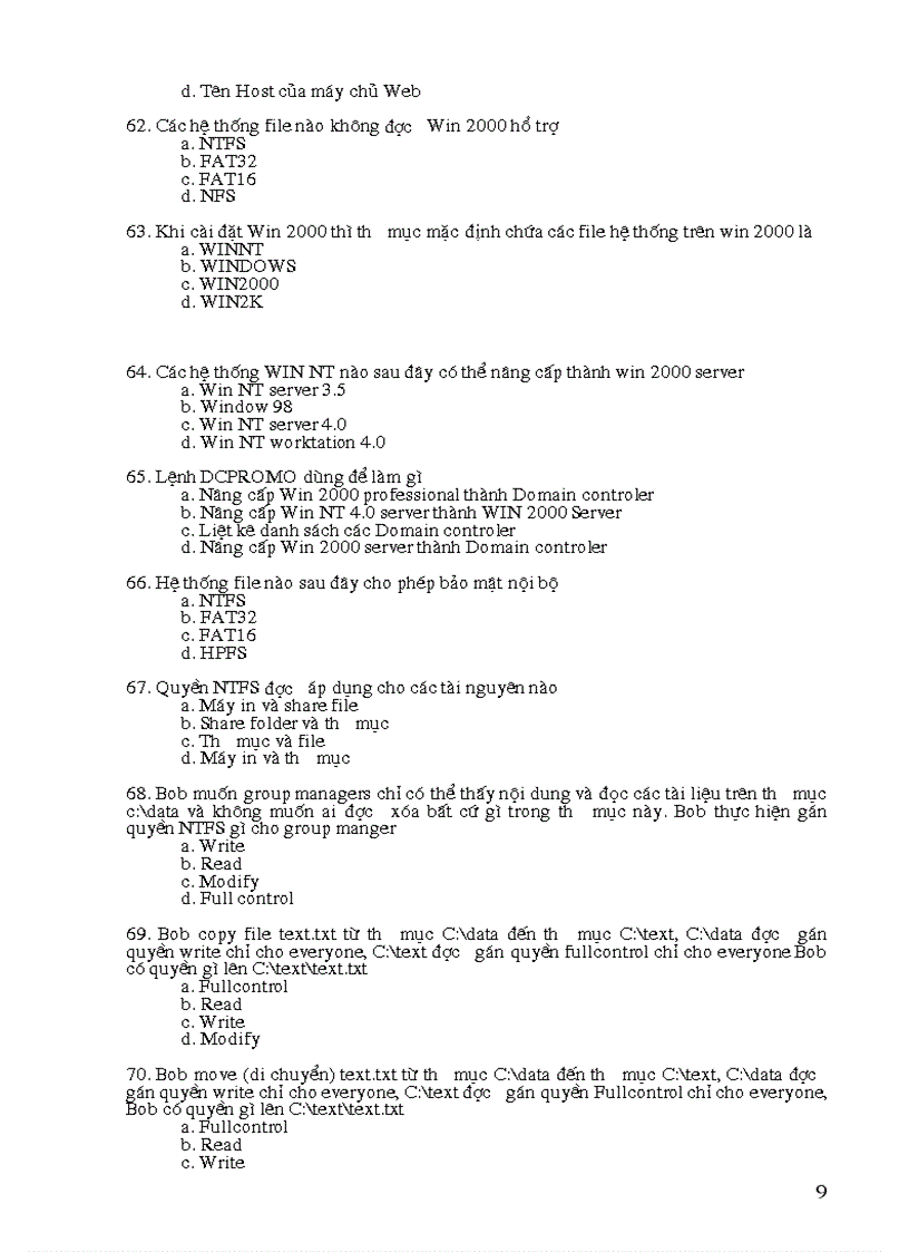 image for page Câu hỏi ôn thi trắc nghiệm quản trị mạng