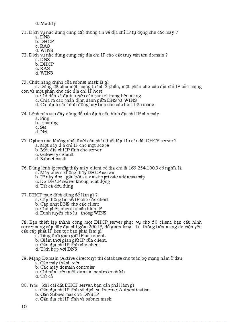image for page Câu hỏi ôn thi trắc nghiệm quản trị mạng
