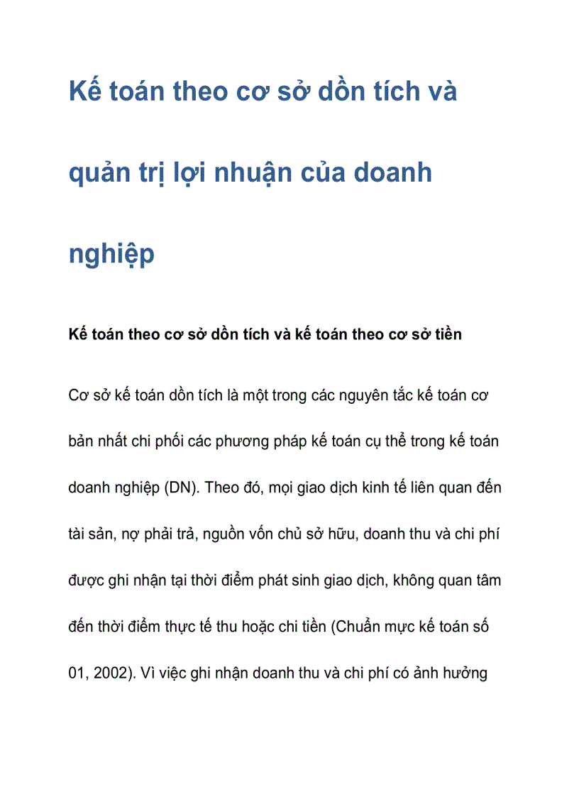 image for page Kế toán theo cơ sở dồn tích và quản trị lợi nhuận