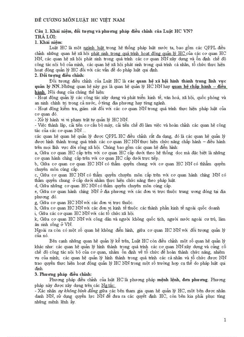 image for page Đề cương ôn tập môn Luật Hành chính