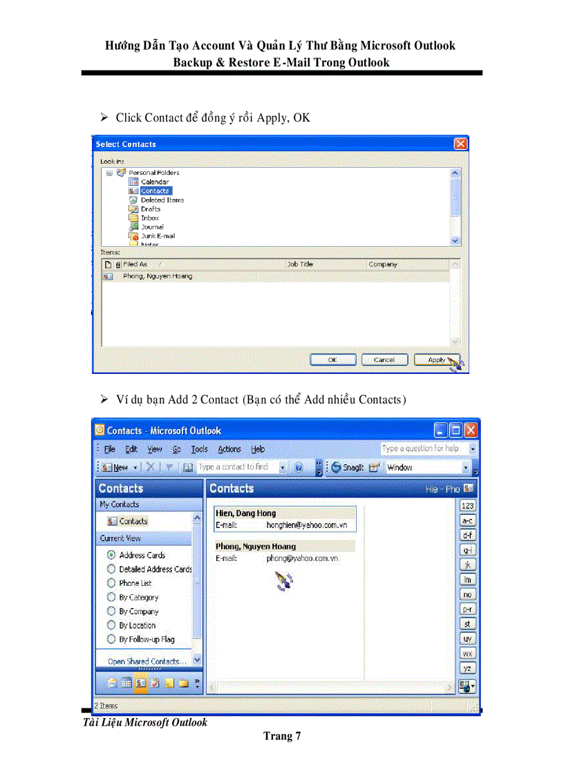 Backup Restore Microsoft Outlook