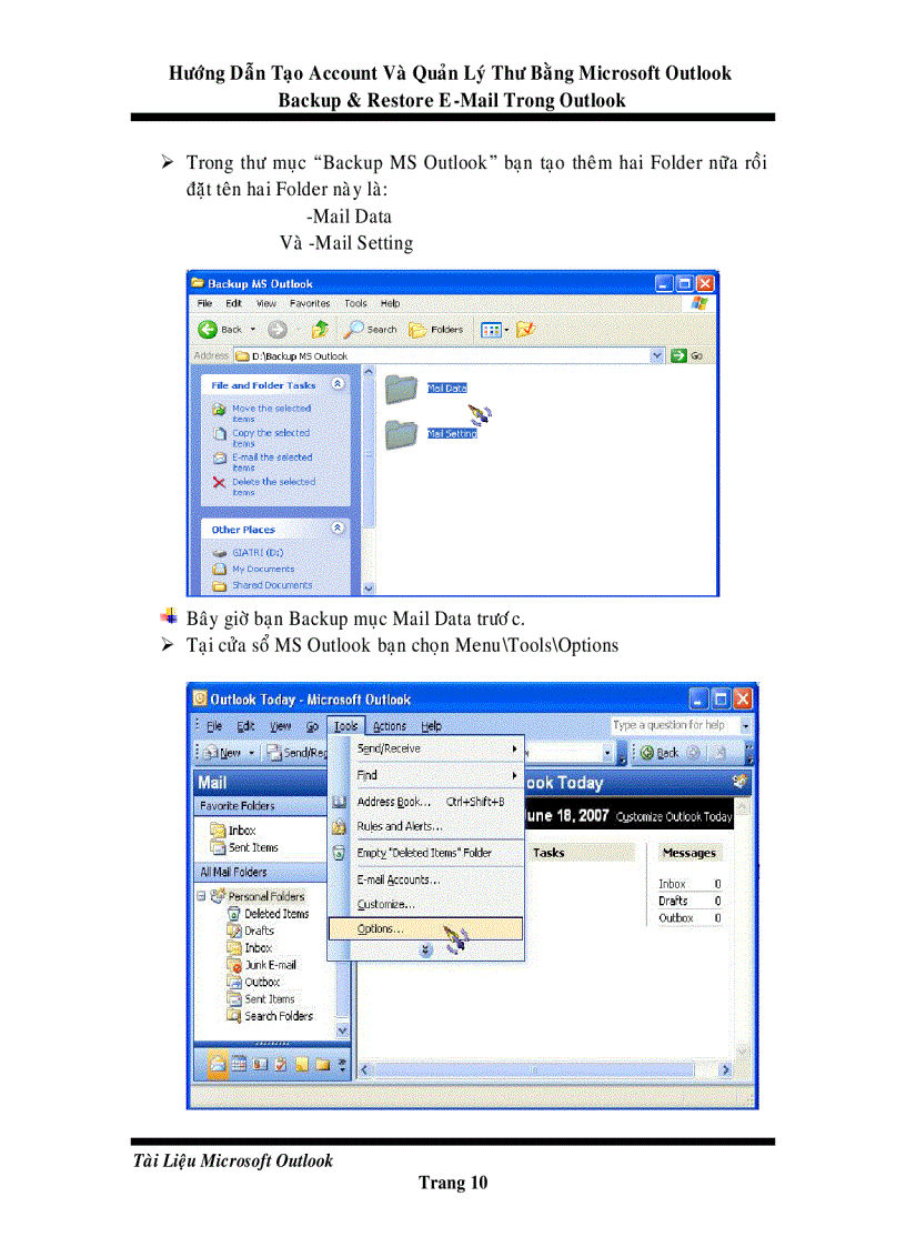 image for page Backup Restore Microsoft Outlook
