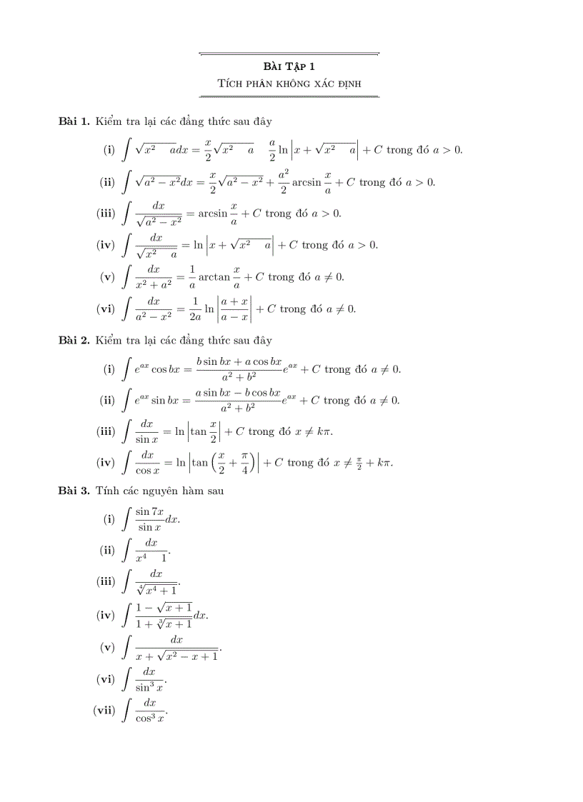 image for page Bài tập Tích phân không xác định