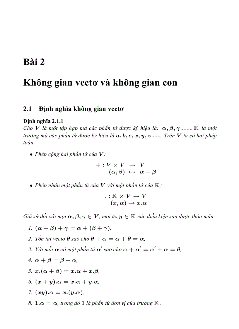 image for page Bài giảng đại số tuyến tính 2